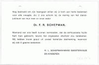 Dankbericht ivm overlijden F.R. (Felix) Schepman (1974)